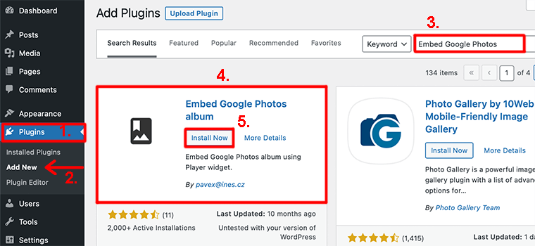 Instale o plug-in Incorporar álbum do Google Fotos