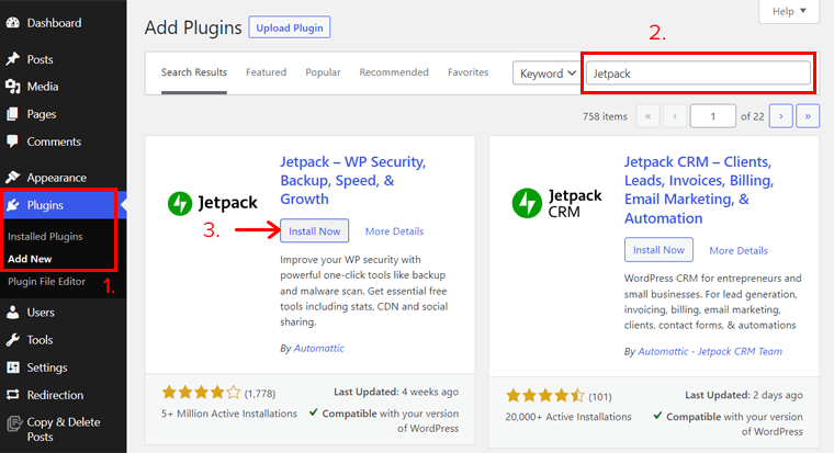 قم بتثبيت البرنامج المساعد Jetpack WordPress