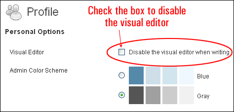 Deshabilitar el editor visual de WordPress