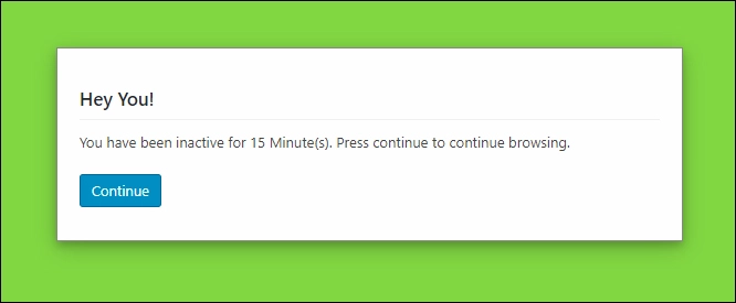 Avis d'expiration de la session WordPress par défaut.