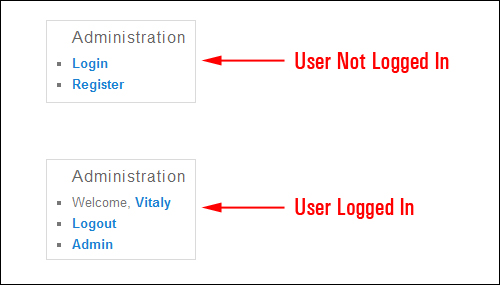 Options du plugin de connexion-déconnexion.