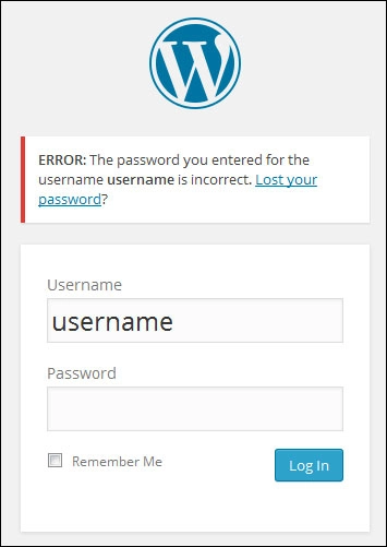 Errore: la password inserita per il nome utente non è corretta.