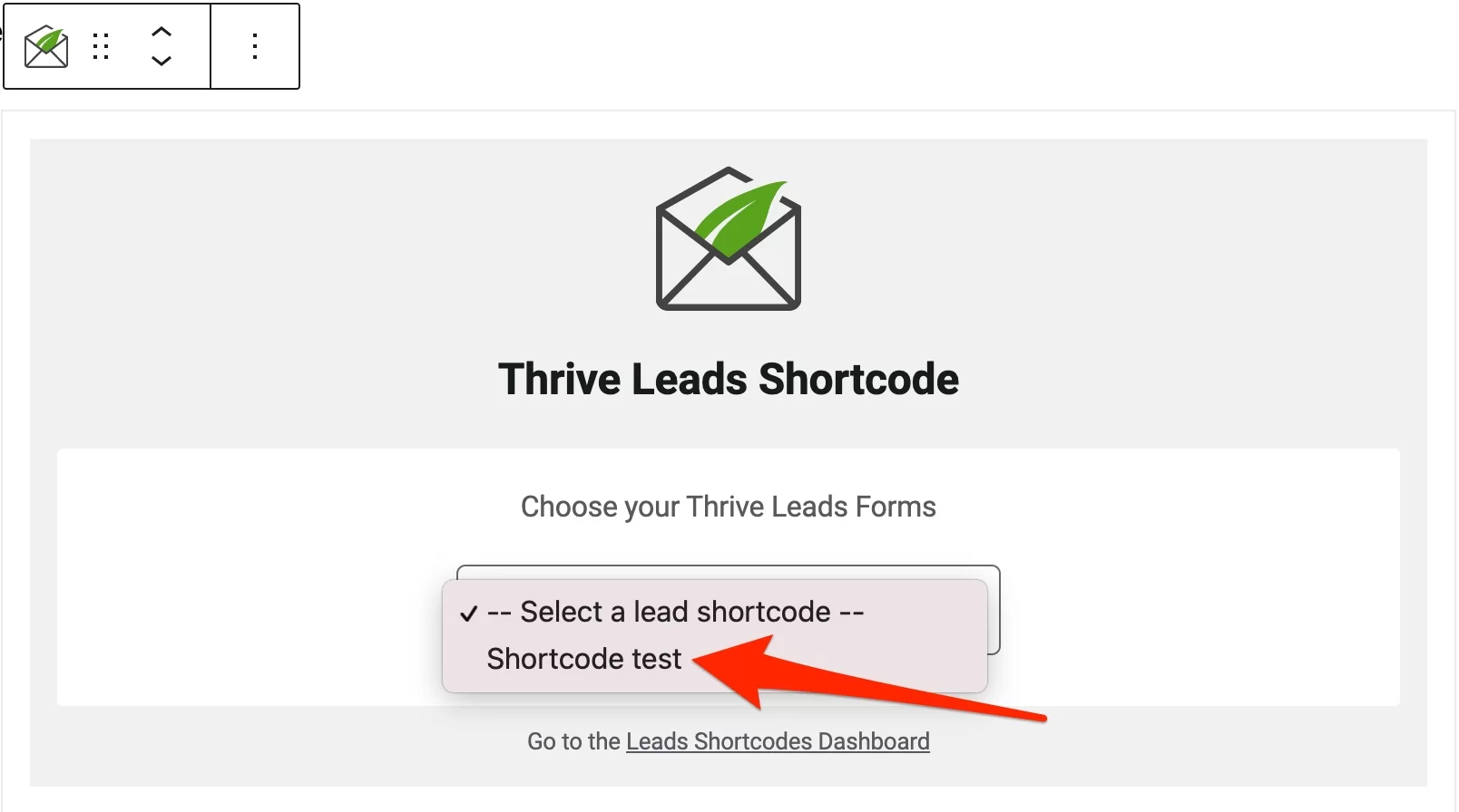 Thrive Leads Shortcode على جوتنبرج.