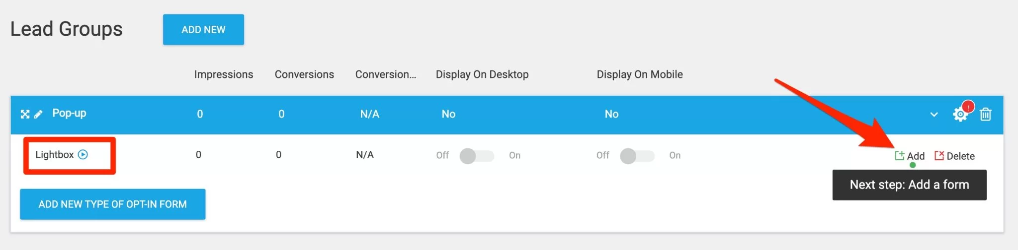 Adicione uma lightbox no Thrive Leads.