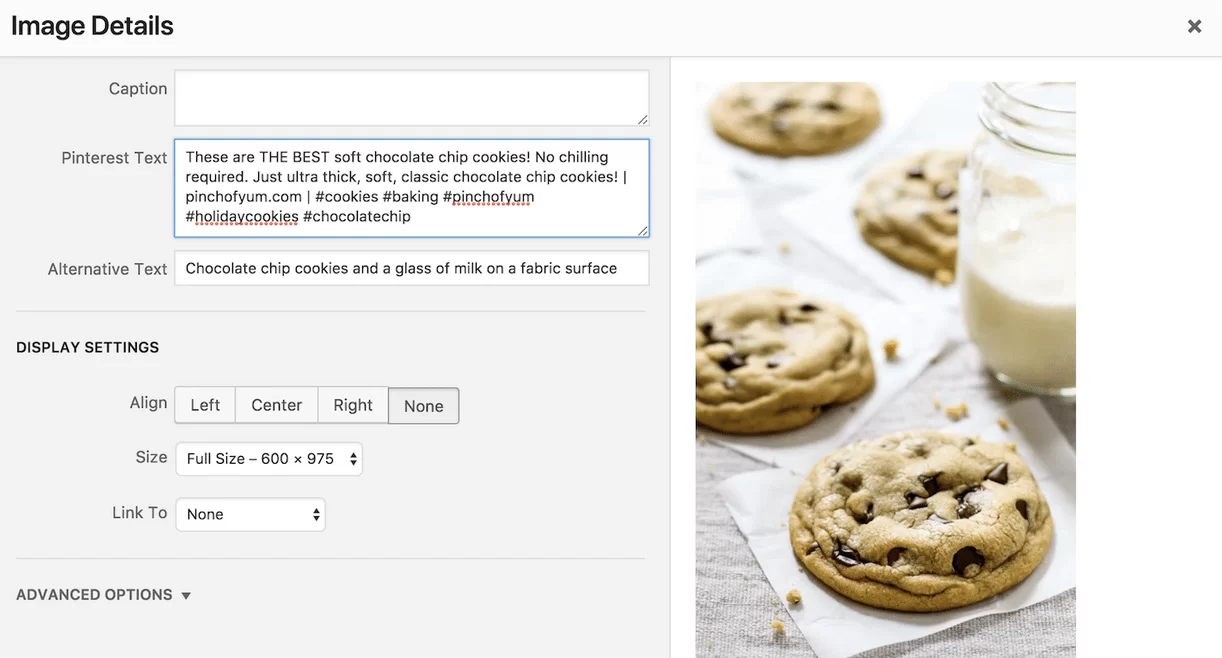 ตัวอย่าง SEO สำหรับรูปภาพบน Pinterest พร้อม Tasty Pins