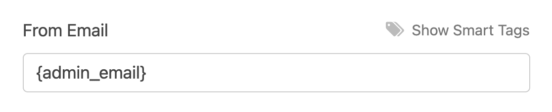 El correo electrónico de origen predeterminado con la etiqueta inteligente {admin_email}