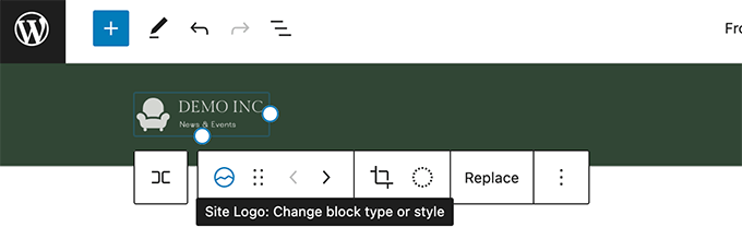 Site logo block editor