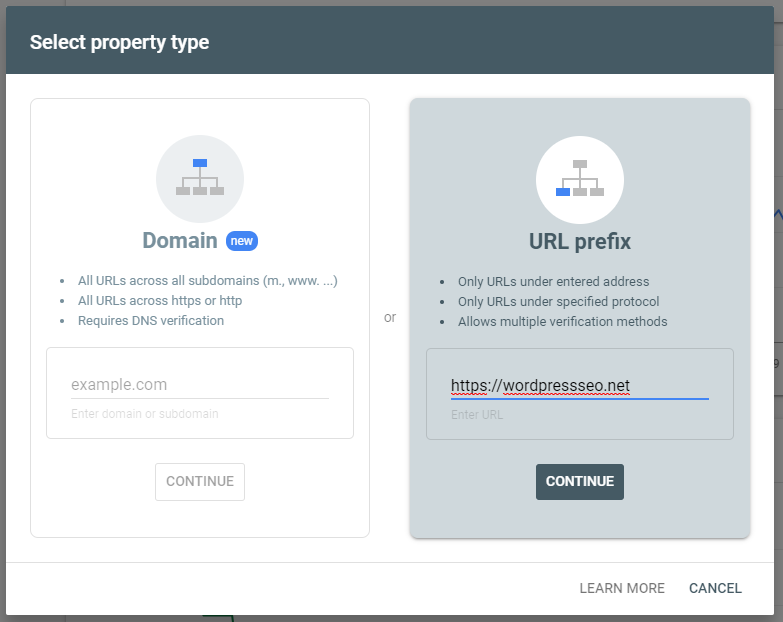 google search console settings