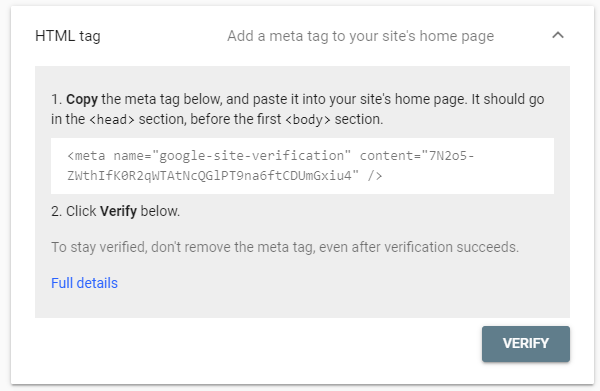 google search console verify yoast seo tag