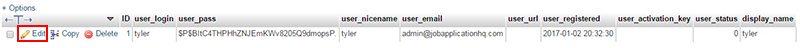 edit user phpmyadmin wordpress