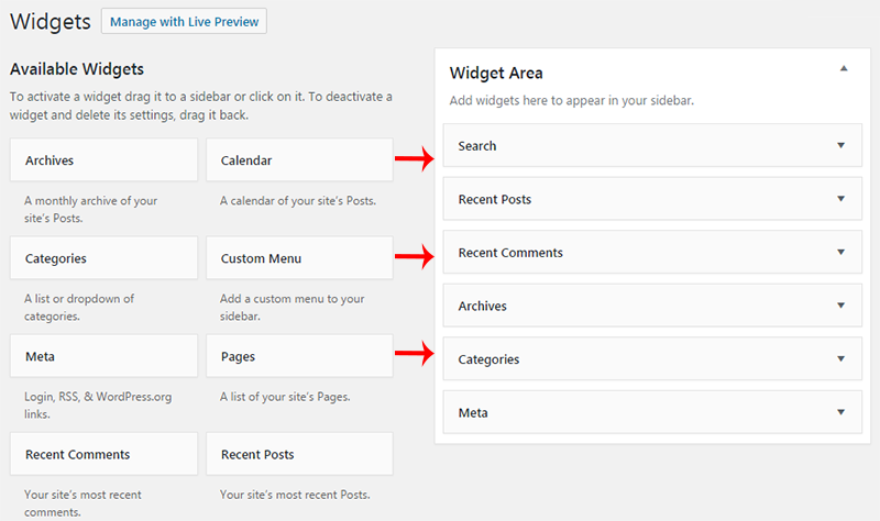 wordpress widgets sidebar