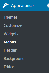 apperance menus wordpress