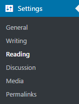 settings reading wordpress