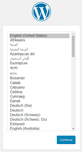 wordpress choose language install