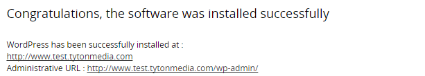 wordpress succesfully installed