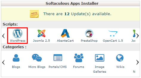 softaculous app installer wordpress