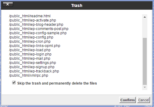 wordpress trash