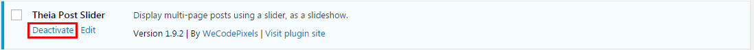 deactivate plugin wordpress