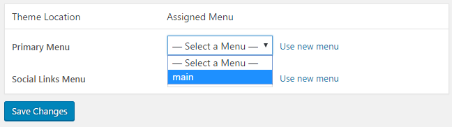 assign menu location