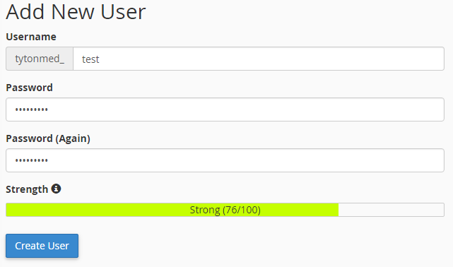 add new mysql user cpanel