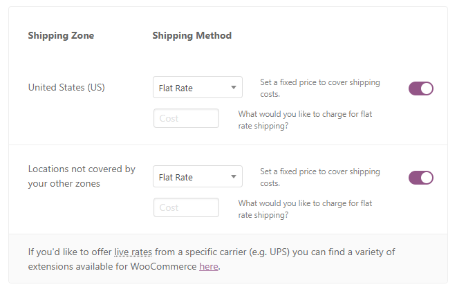 woocommerce shipping zones