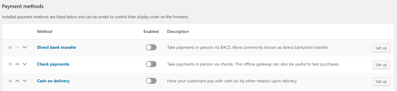 woocommerce payment methods