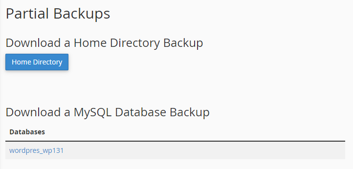 partial backups