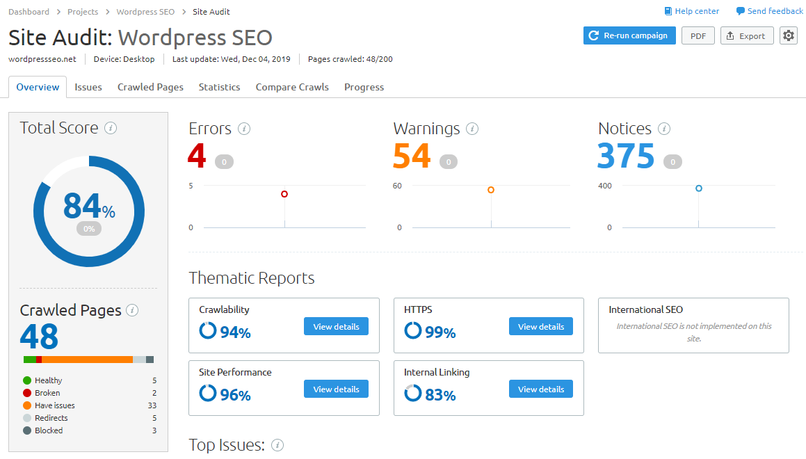 semrush audit tool