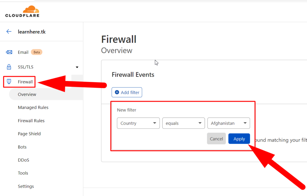 ส่วนไฟร์วอลล์ใน Cloudflare - redserverhost