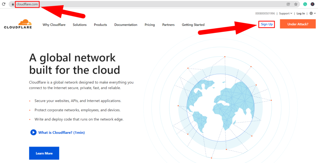 หน้าแรกของ Cloudflare