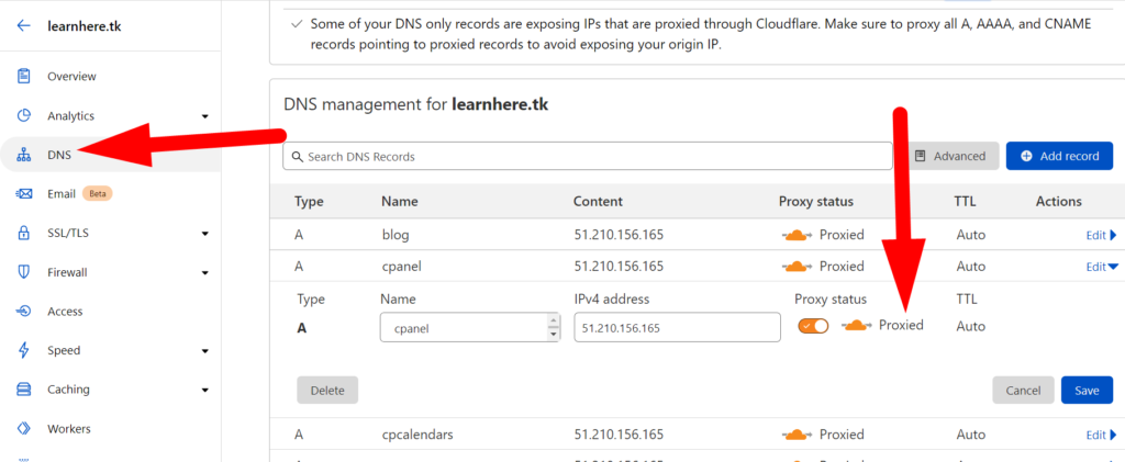 ตัวเลือกพร็อกซี DNS ใน cloudflare - redserverhost