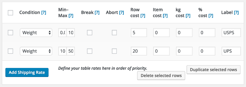 woocommerce table rate plugin