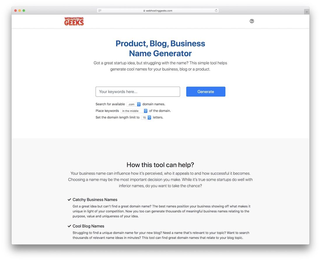 генератор названий брендов webhostinggeeks