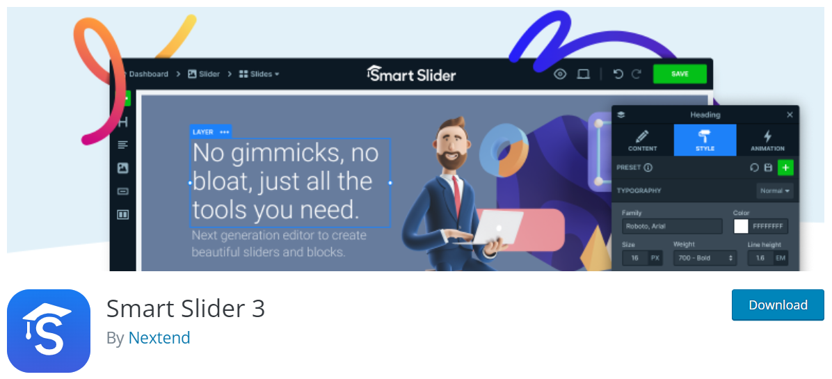 WordPressウェブサイト用のSmartSlider3プラグイン