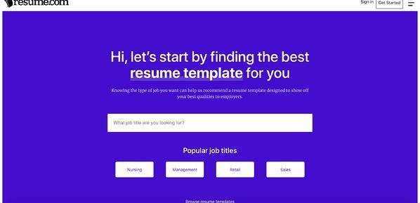 cel mai bun generator de CV gratuit: resume.com