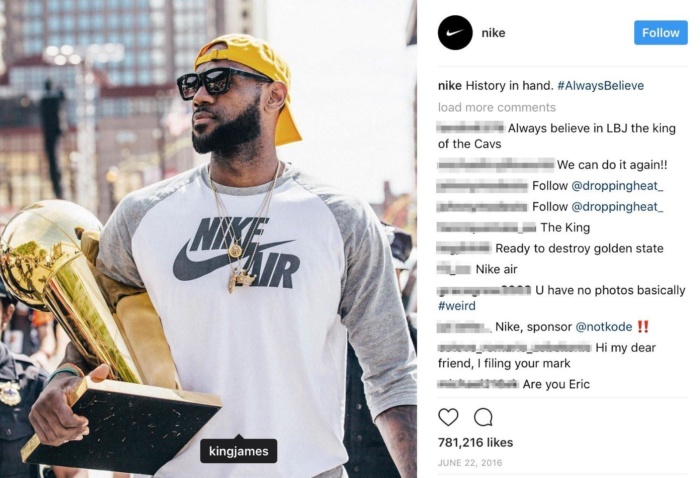 Пример визуального сторителлинга со страницы Nike в Instagram.