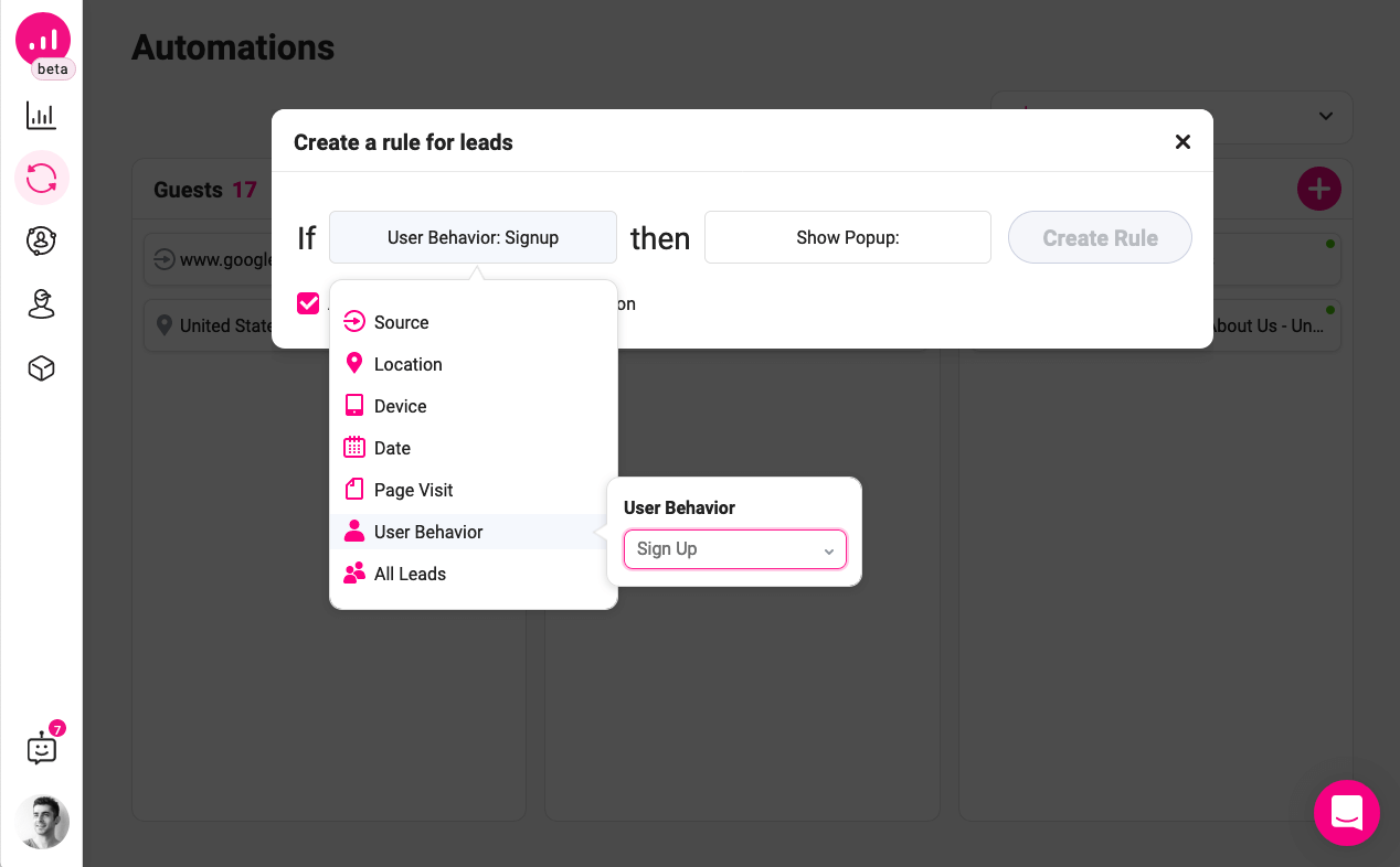 como personalizar o site - Growmatik - comportamento do usuário - cadastre-se