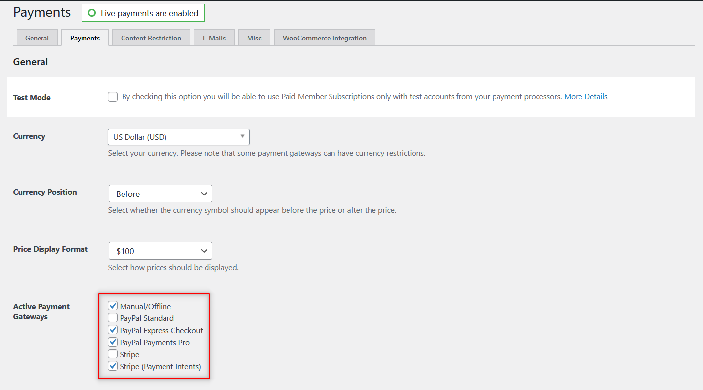 Diversi gateway di pagamento