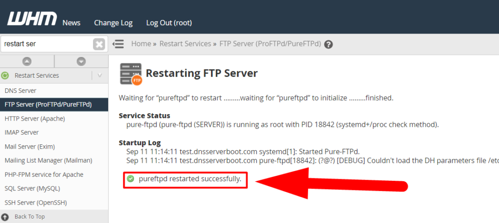 Serverul FTP a fost repornit cu succes