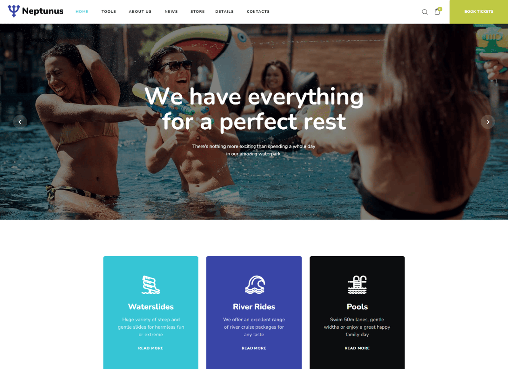 Нептун | Аквапарк и парк развлечений WordPress тема