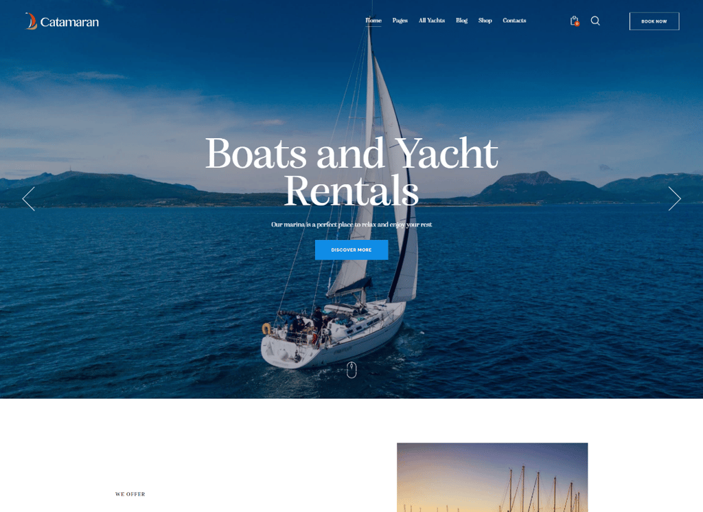 Катамаран | Тема WordPress для яхт-клуба и аренды лодок
