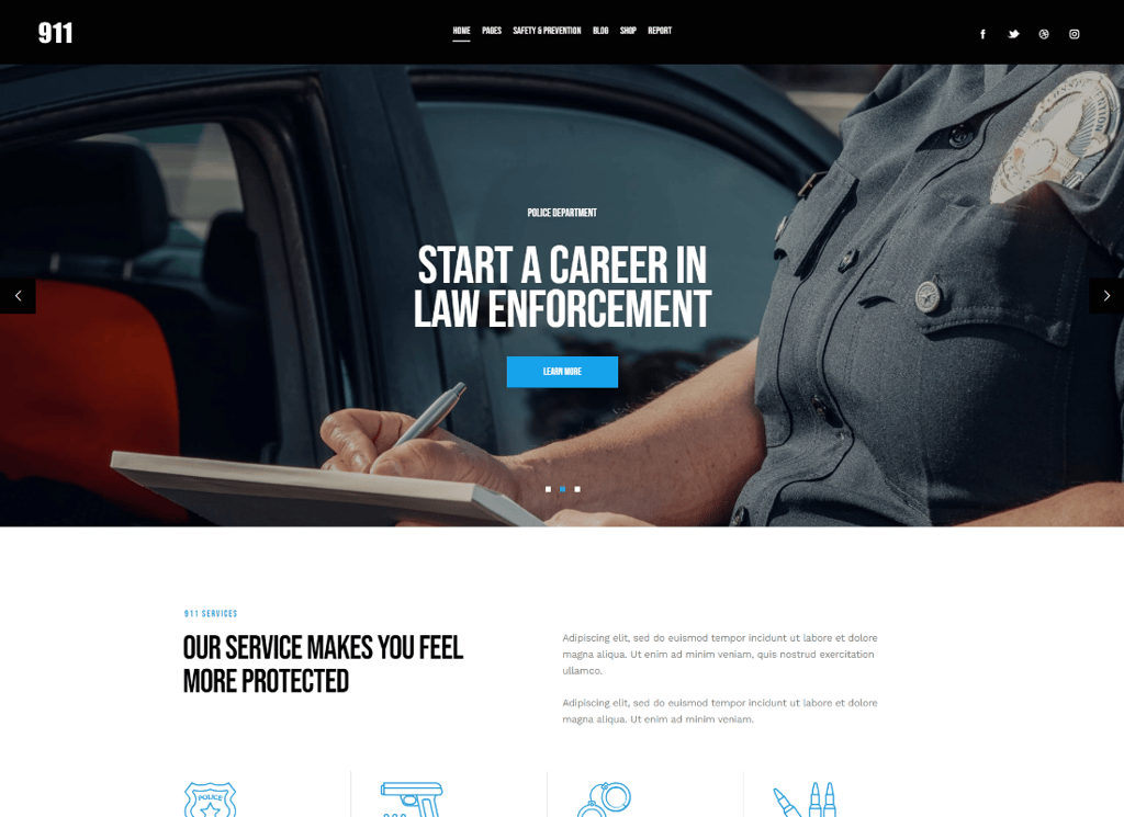 911 | Тема WordPress для полиции и пожарной охраны