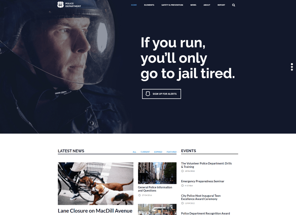 Тема WordPress для полиции и пожарной охраны и безопасности для бизнеса