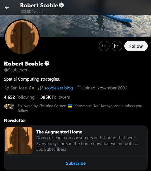 Аккаунт опытного пользователя Twitter: robert scoble