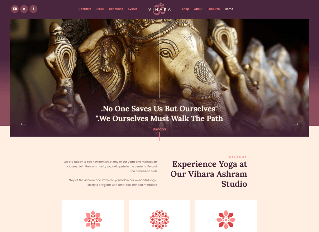 Vihara — Ashram 东方佛教寺庙 WordPress 主题 + RTL