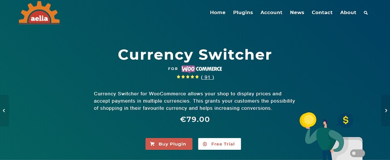 WooCommerce Currency Switcher de la Aelia