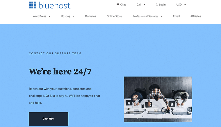 Bluehost الاتصال بالدعم