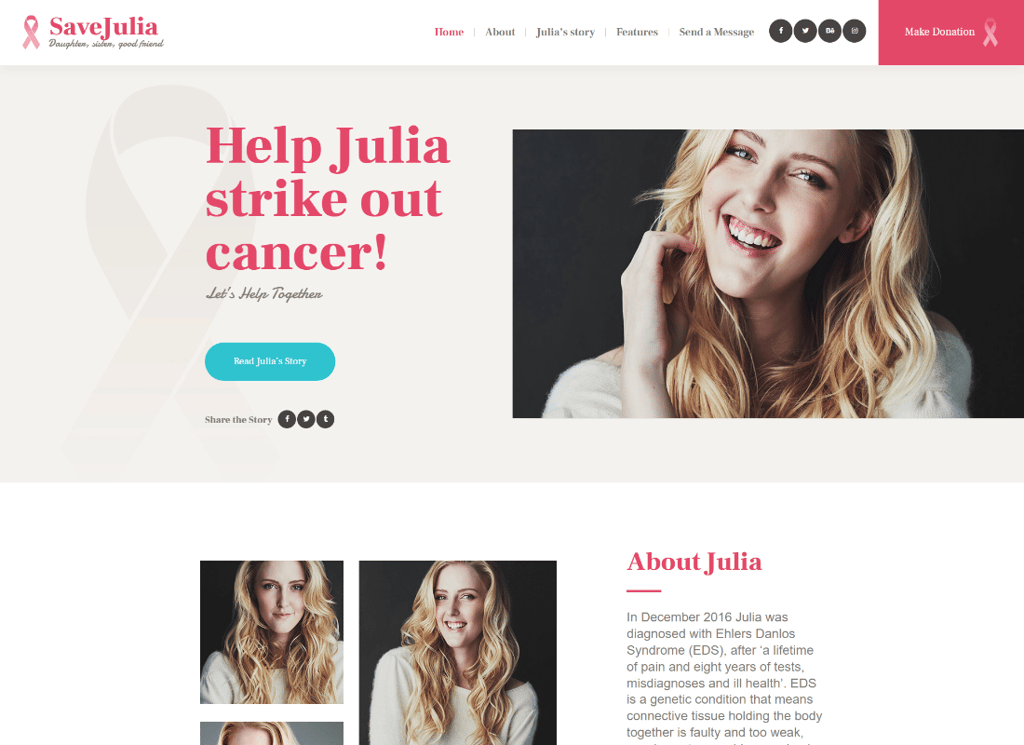 Save Julia - Tema WordPress Donasi & Penggalangan Dana Amal