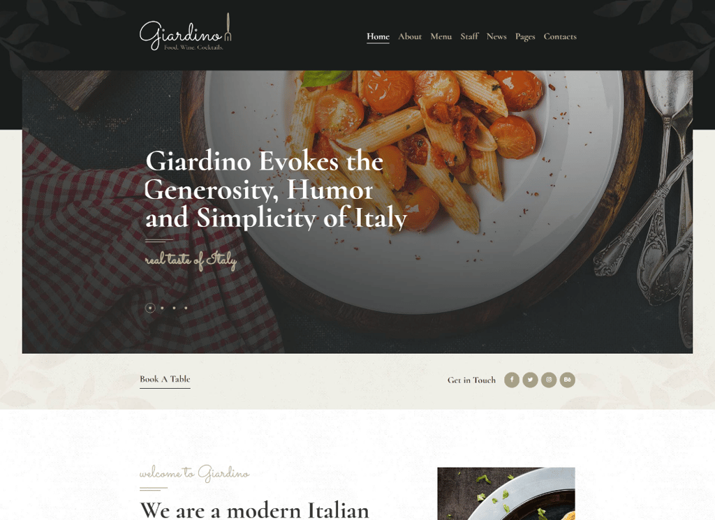 Giardino - イタリアン レストラン & カフェの WordPress テーマ