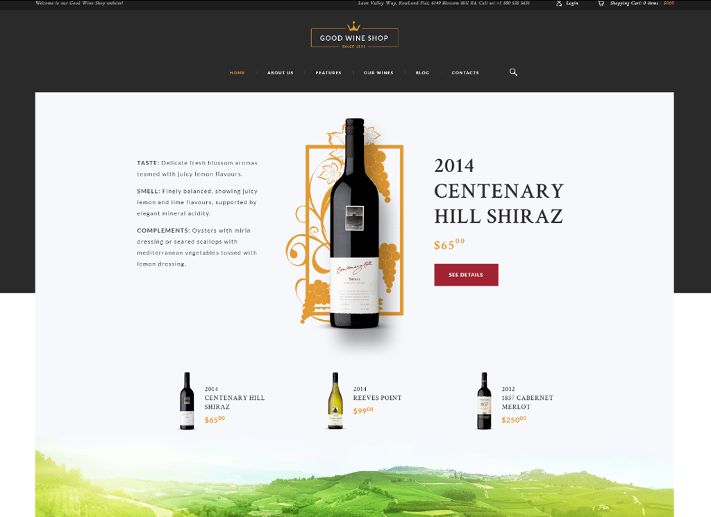 Good Wine - ヴィンヤード & ワイナリー ショップの WordPress テーマ